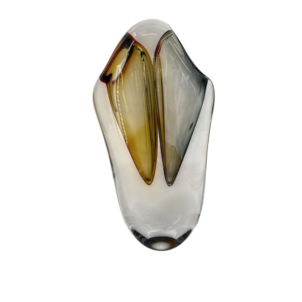 Sommerso Art Glass Vase Unisex Amber Smoke Mid Century Modern Sculptural Decor